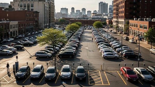 黒壁スクエアらしい場所の駐車場の画像