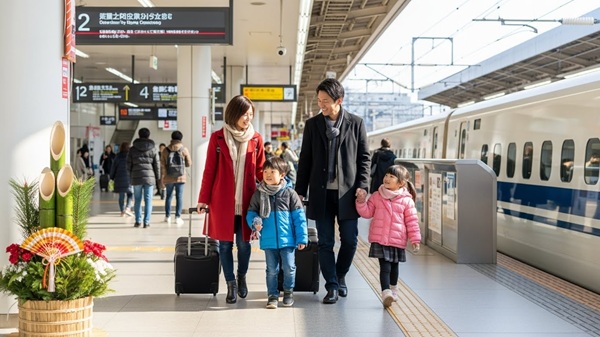 滋賀県に年末年始で観光する家族
