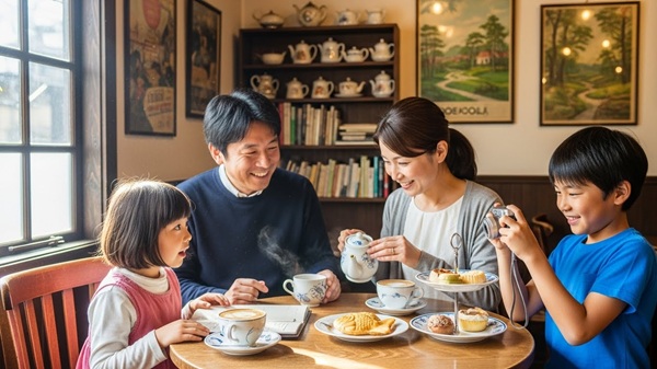 野州の古民家カフェで過ごす家族