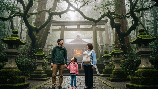 近江神宮のご利益にあずかる家族