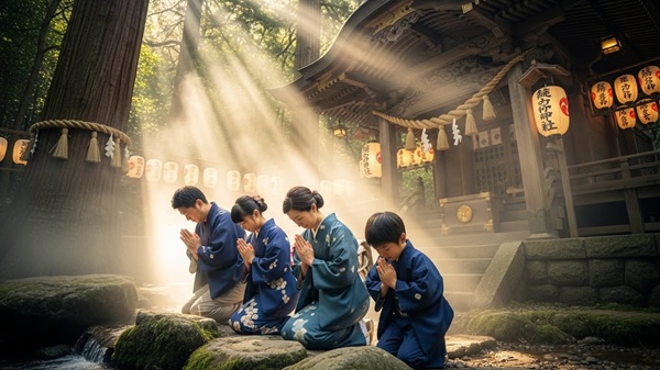 滋賀県の最強パワースポットで祈る家族