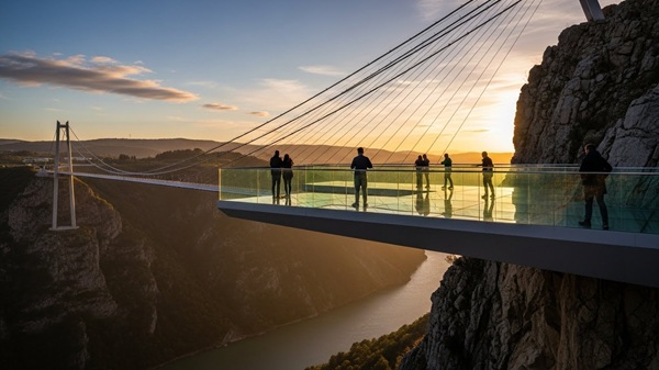 琵琶湖大橋の展望台にいる人