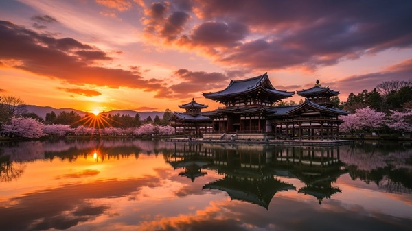 浮御堂の夕日をイメージした画像