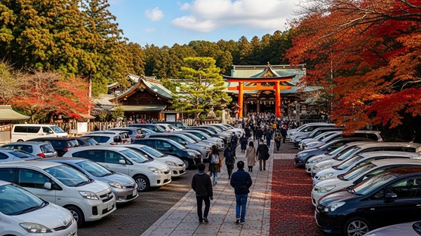 滋賀の初詣の駐車場