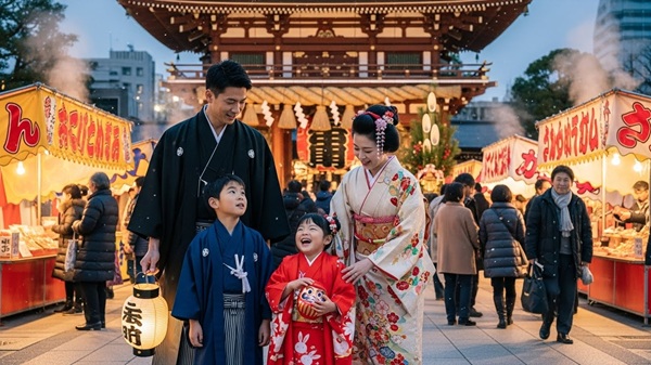 滋賀の新春正月イベントに来る家族