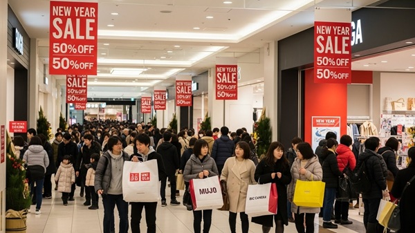 滋賀の商業施設で初売りセールに来る人