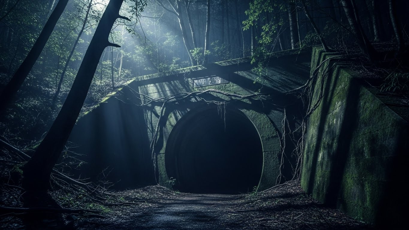 闇に包まれた不気味なトンネルと関西の心霊スポットを彷彿とさせる光景