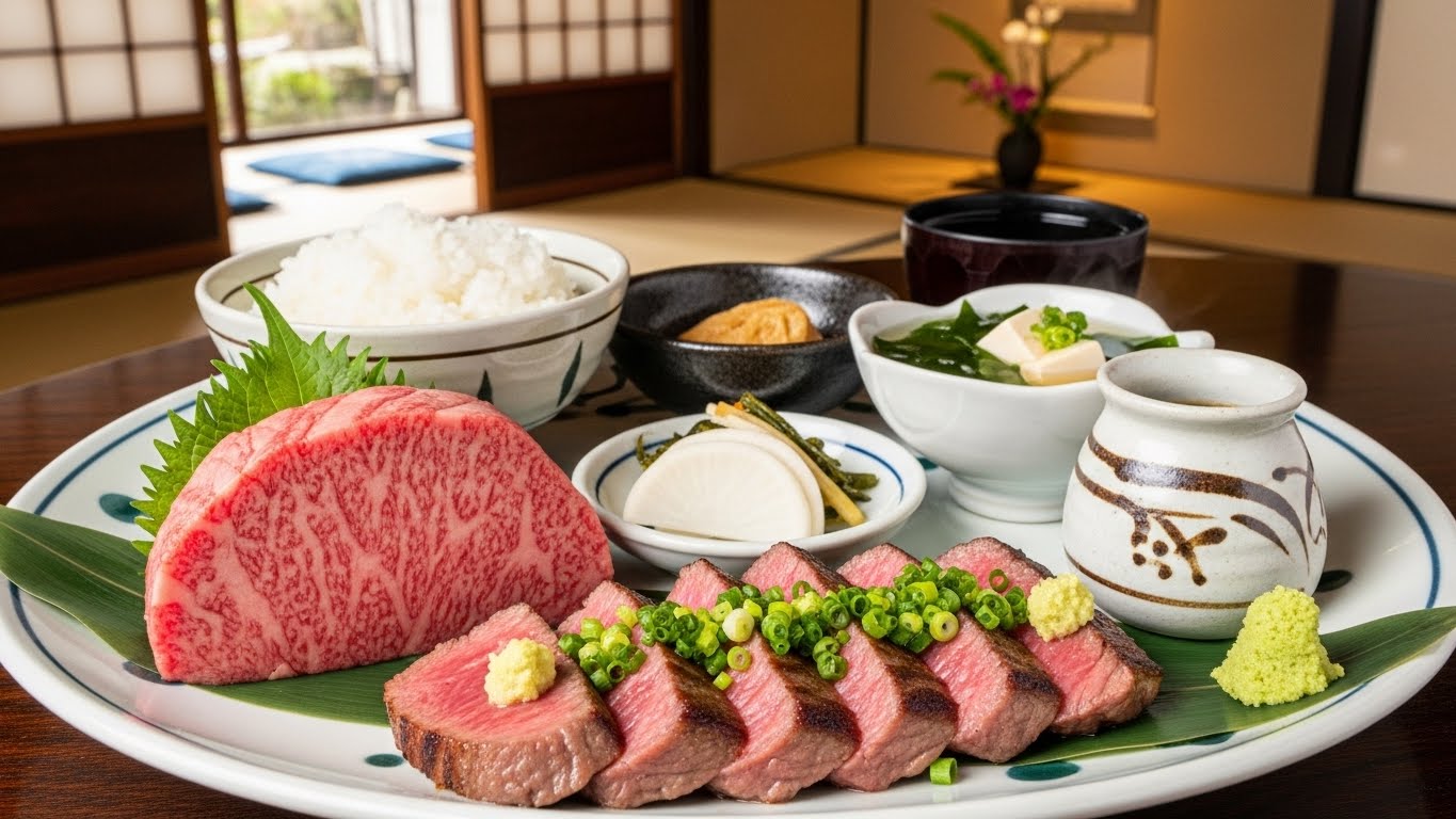 とろけるような霜降りが美しい近江八幡ランチの近江牛のステーキセット