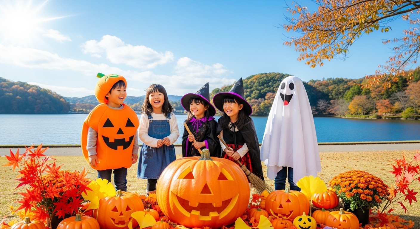 可愛い仮装をした子供たちが楽しむ滋賀のハロウィンイベントの様子