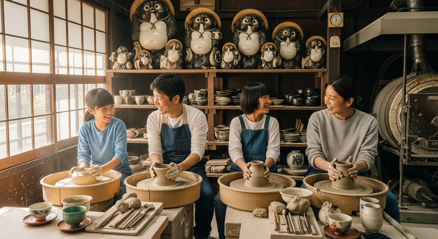 信楽焼の陶芸体験や琵琶湖のアクティビティで感性を磨く滋賀の体験型観光のワンシーン