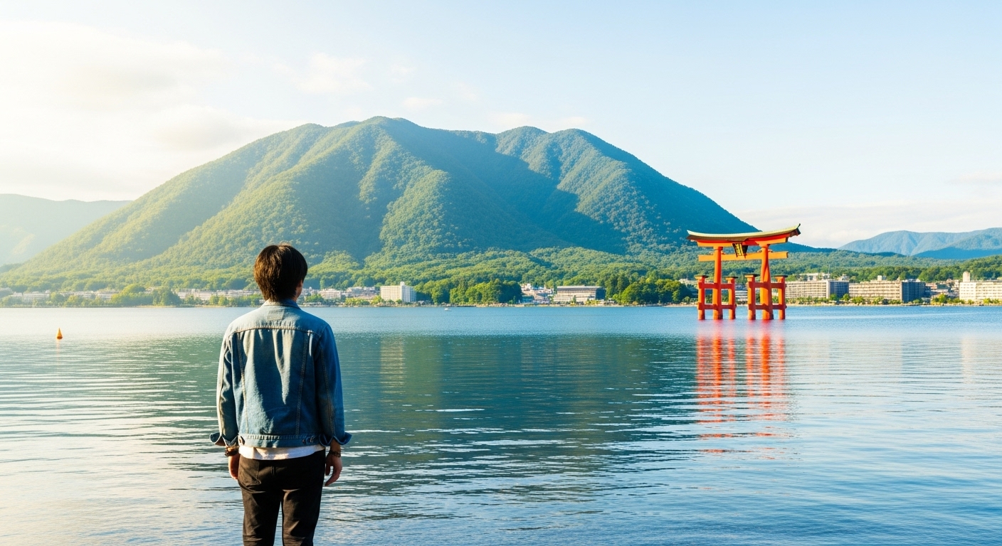 琵琶湖の穏やかな水面を眺めながら心癒やされる滋賀のゆったり観光のイメージ