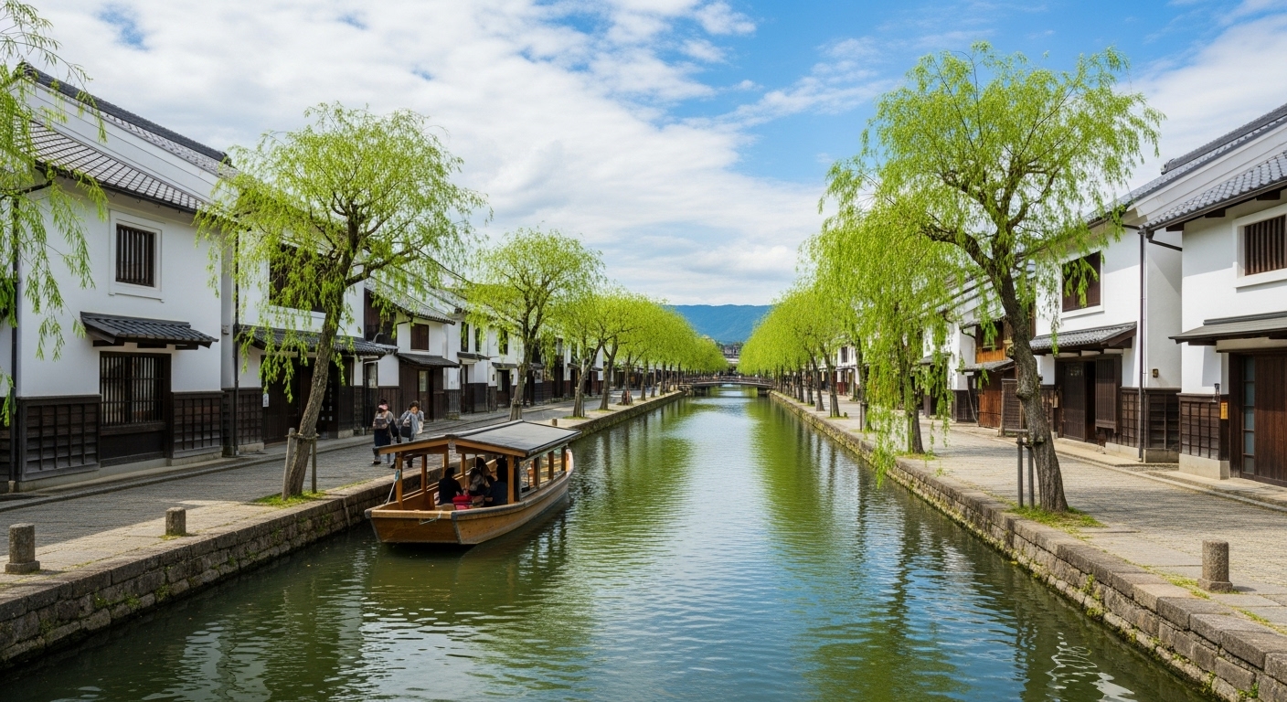 近江商人の面影が残る白壁の蔵と、情緒あふれる八幡堀の散策の風景