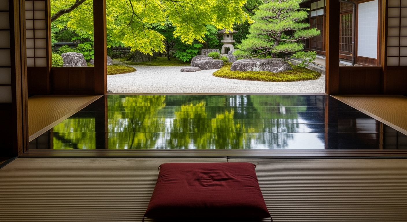 磨き抜かれた床に緑が映り込む庭園。滋賀県大津市の旧竹林院など、滋賀の心落ち着く場所で見つける静寂。