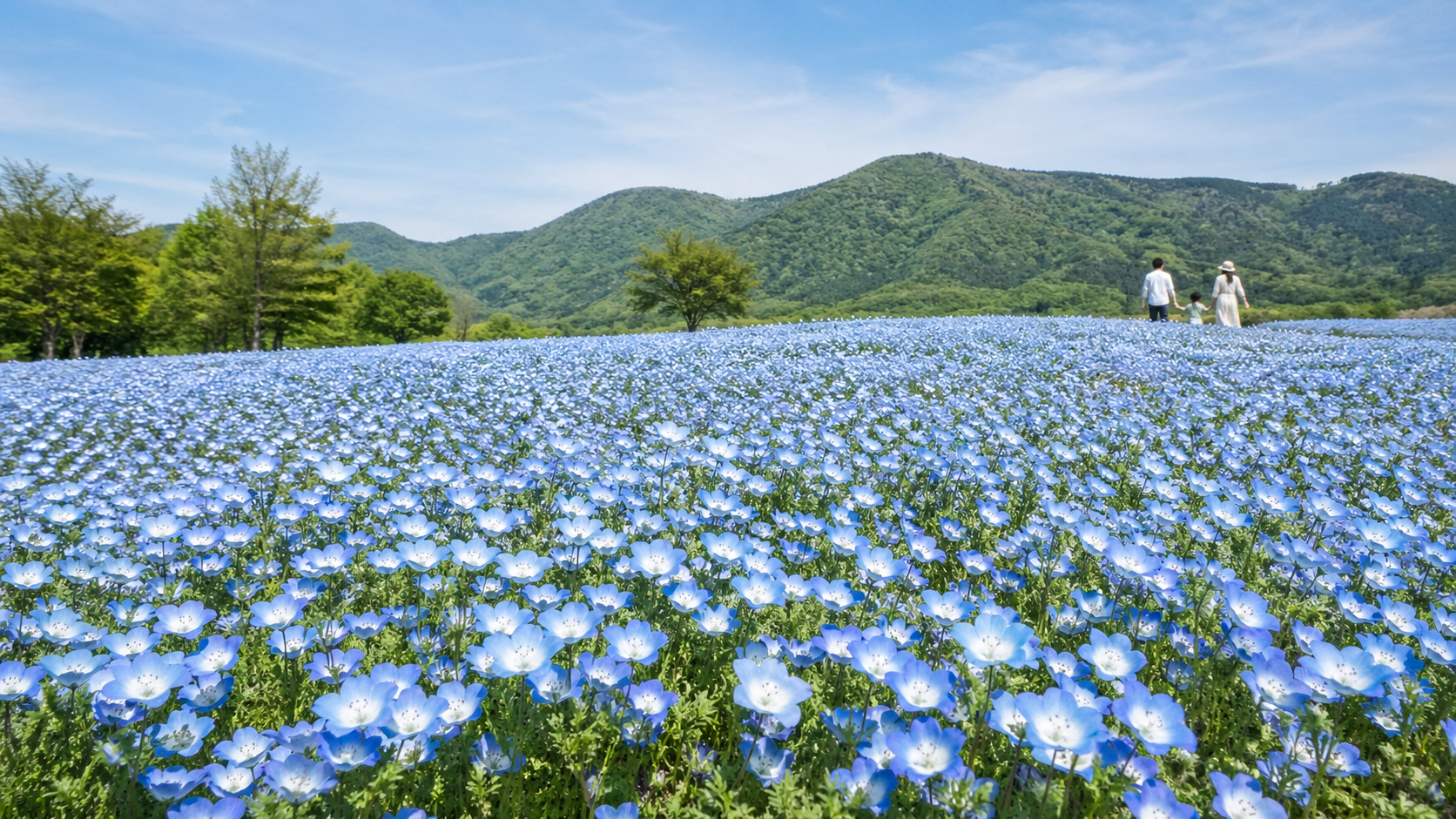 ブルーメの丘のネモフィラの見頃2026年を紹介する春の花畑
